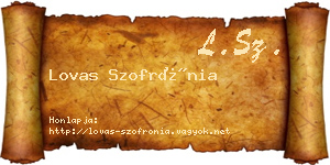 Lovas Szofrónia névjegykártya